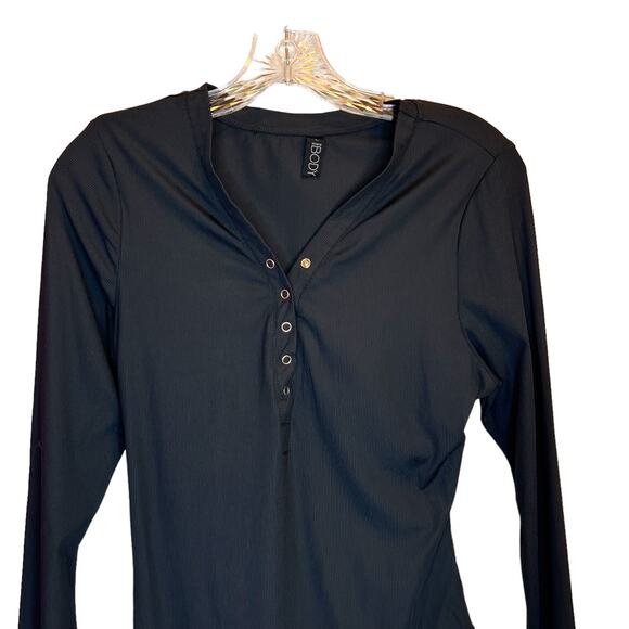 Body One Piece Body Suit Black Open Back Snap Button Large - Picture 5 of 8